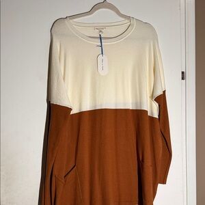 Two-Tone Cream and Brown Women's Top